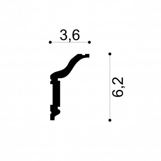 Cornisa decorativa 6.50.174, Dimensiuni: 6.1 x 3.6 x 200 cm, Gaudi Decor - imagine 3