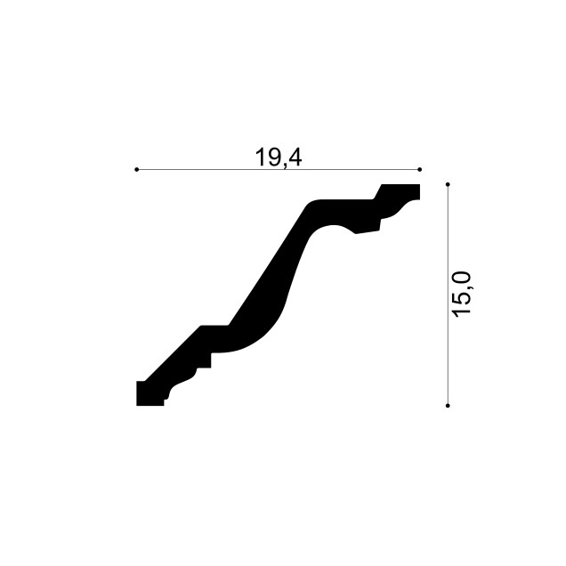 Cornisa decorativa flexibila 1.50.134f, Dimensiuni: 15 x 19.4 x 200 cm, Gaudi Decor - imagine 3