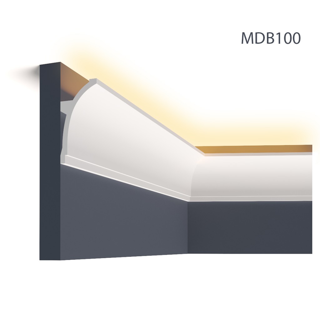 Cornisa decorativa pentru LED MDB100, 200 X 10 X 5 cm, Mardom Decor - imagine 2