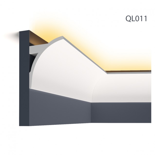 Cornisa decorativa pentru LED QL011, 200 X 12.3 X 9.5 cm, Mardom Decor