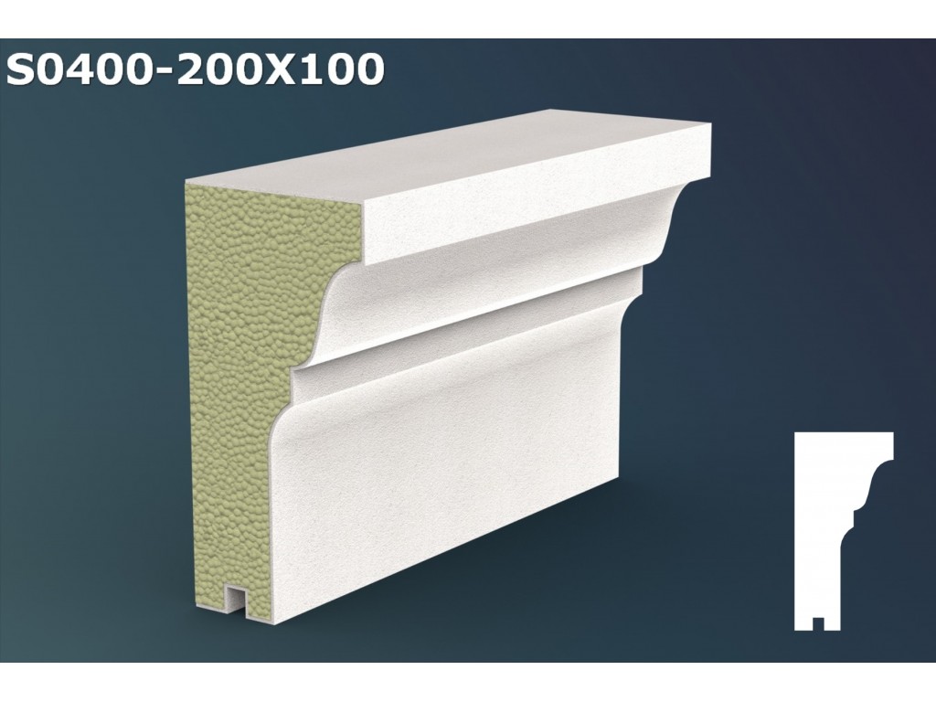 Pervaz/Solbanc decorativ din polistiren JS001 - 20x10x200cm