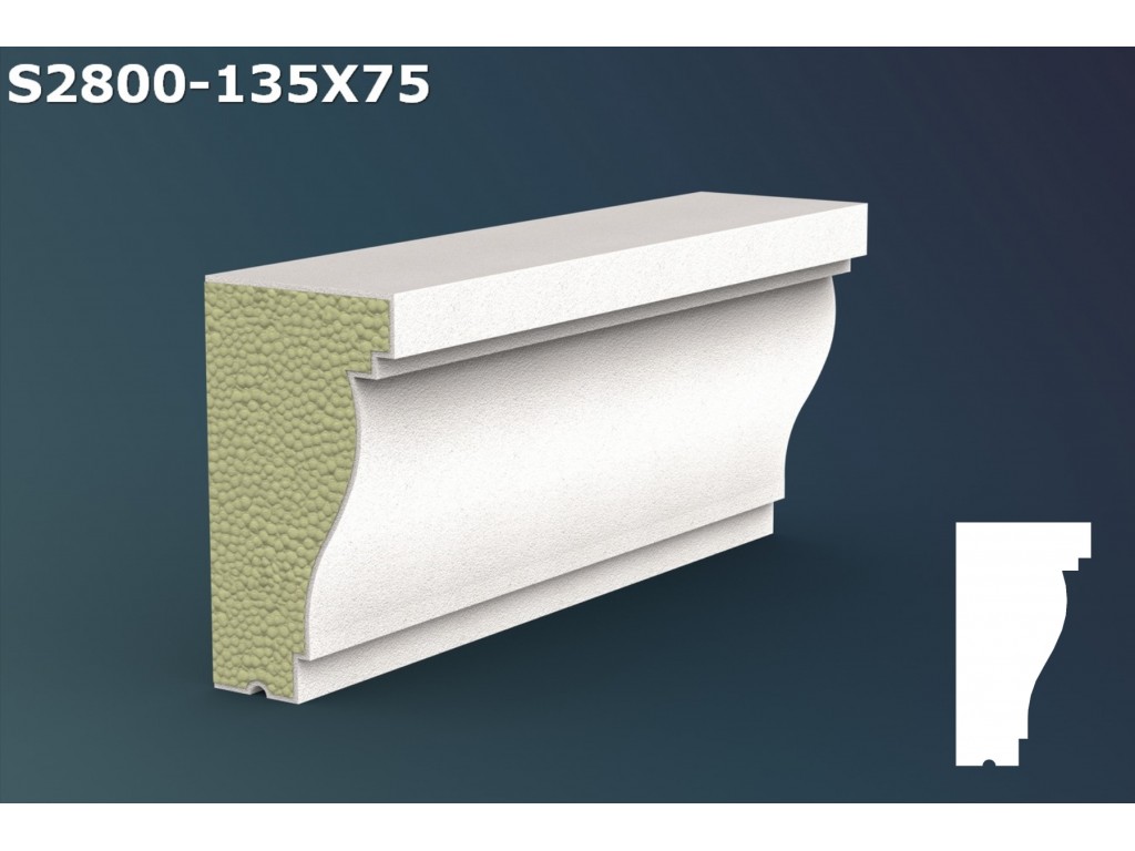 Pervaz/Solbanc decorativ din polistiren JS002 - 13.5x7.5x200cm