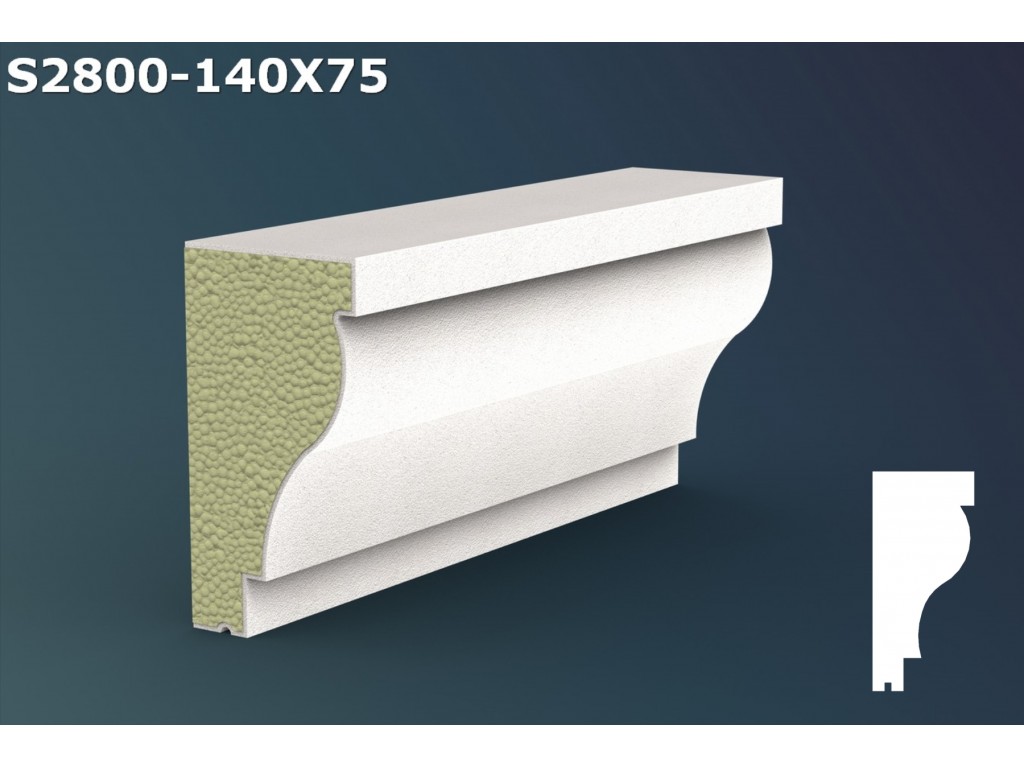 Pervaz/Solbanc decorativ din polistiren JS002 - 14x7.5x200cm