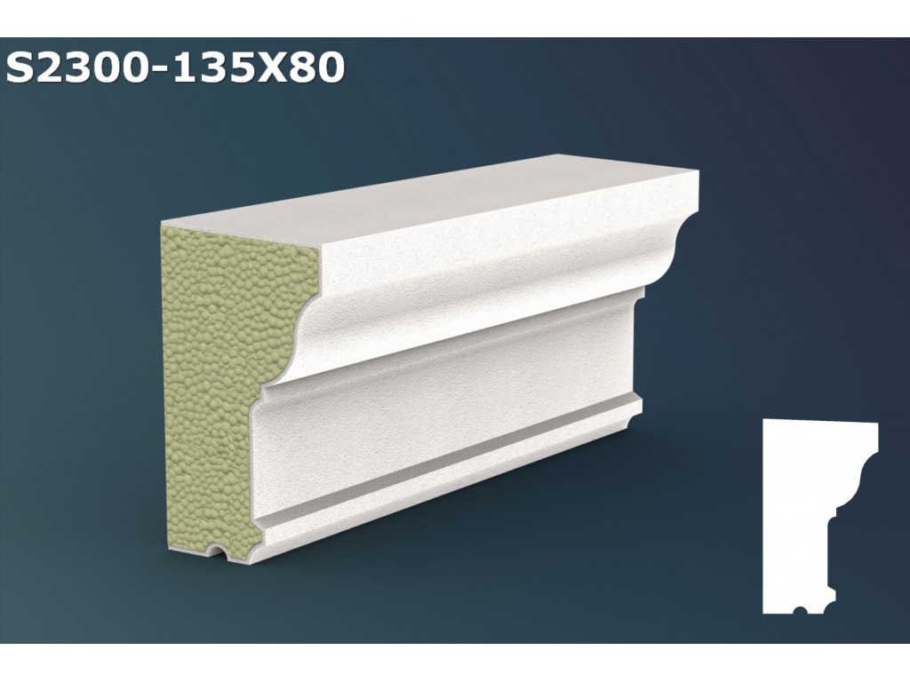 Pervaz/Solbanc decorativ din polistiren JS003 - 13.5x8x200cm