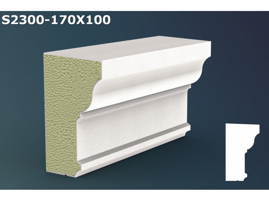 Pervaz/Solbanc decorativ din polistiren JS003 - 17x10x200cm