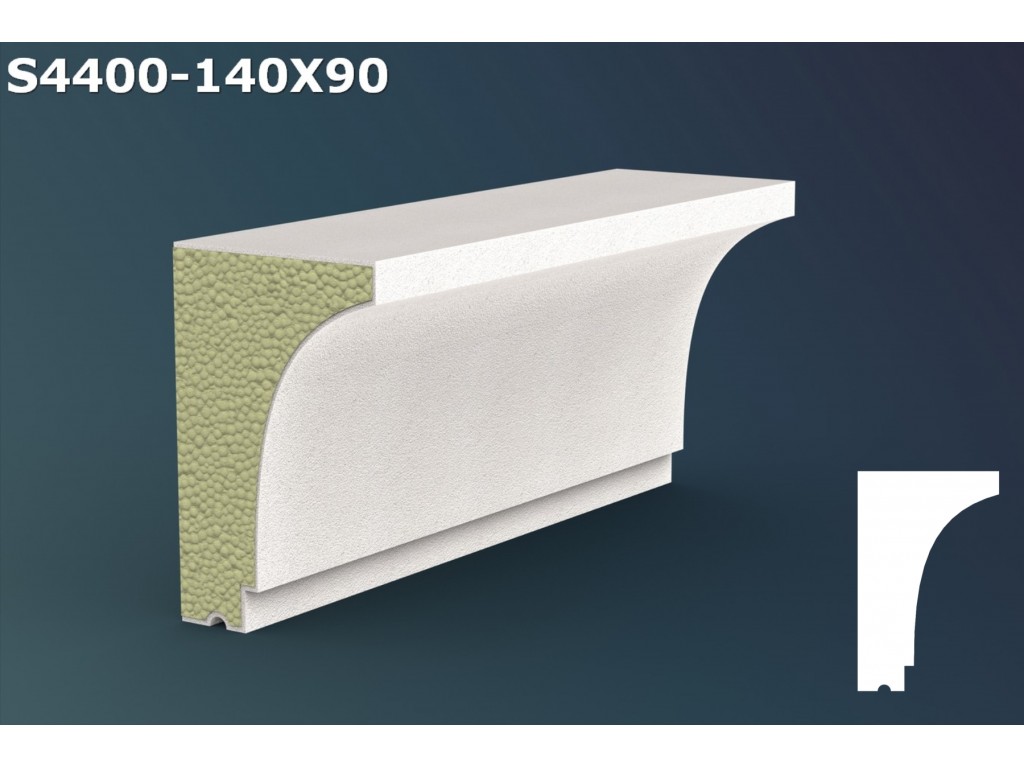 Pervaz/Solbanc decorativ din polistiren JS004 - 14x9x200cm