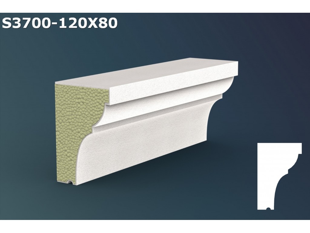 Pervaz/Solbanc decorativ din polistiren JS005- 12x8x200cm