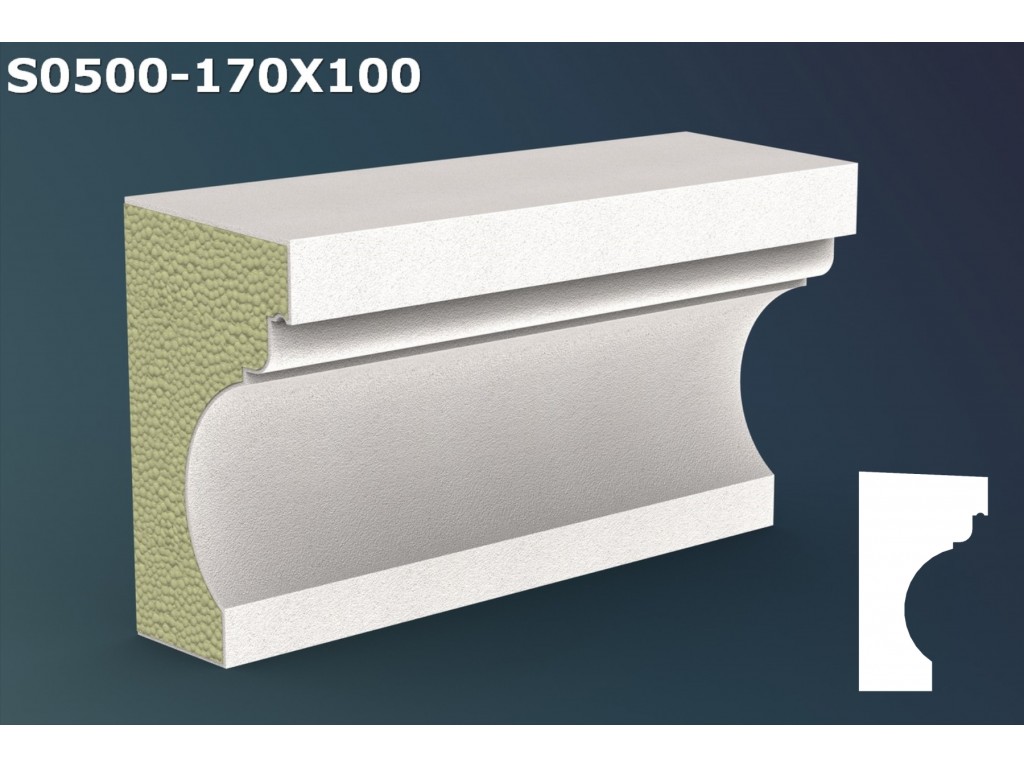 Pervaz/Solbanc decorativ din polistiren JS007 - 17x10x200cm