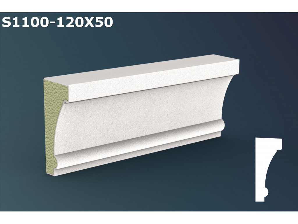 Pervaz/Solbanc decorativ din polistiren JS010-12x5x200cm