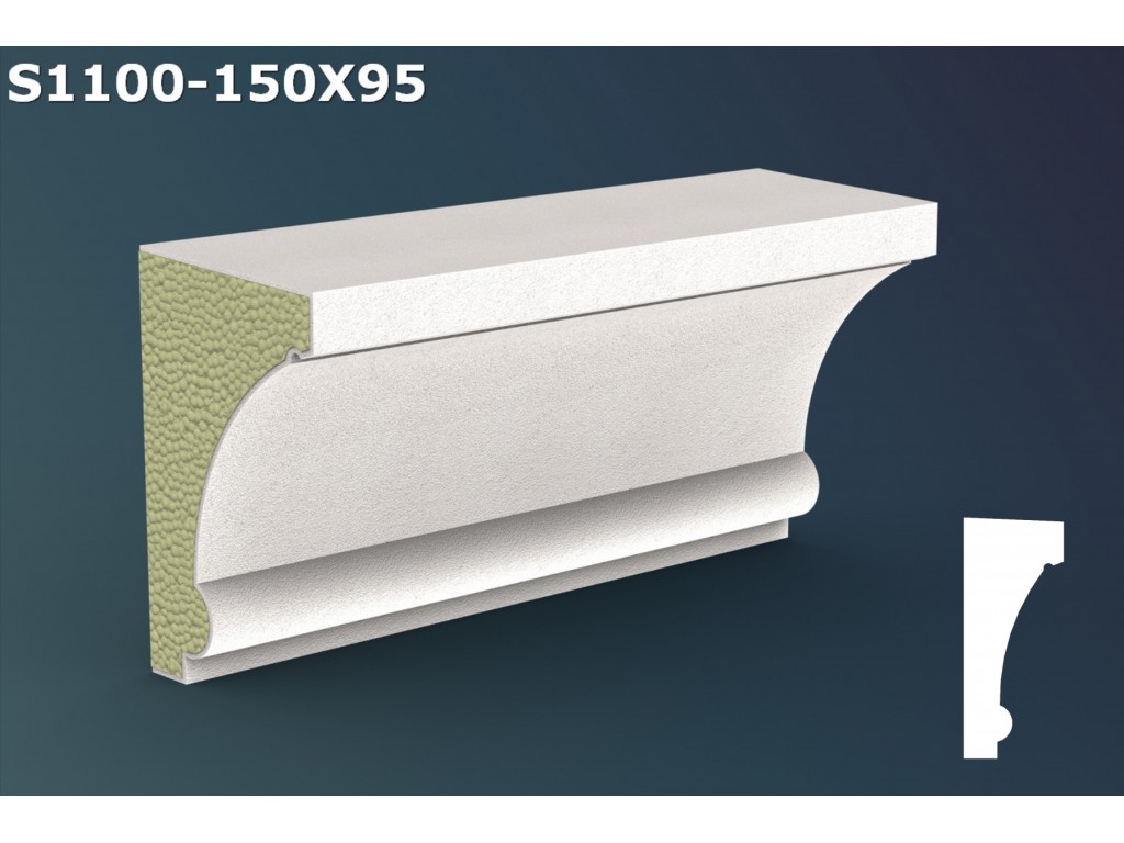 Pervaz/Solbanc decorativ din polistiren JS010-15x9.5x200cm