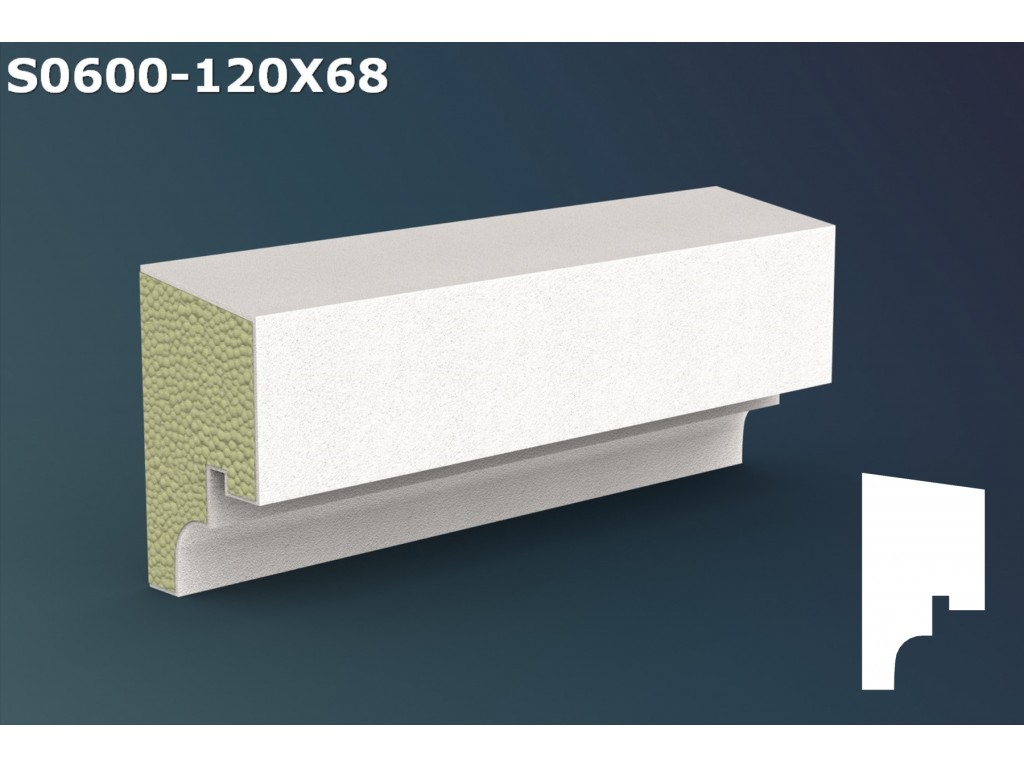 Pervaz/Solbanc decorativ din polistiren JS016 - 12x6.8x200cm