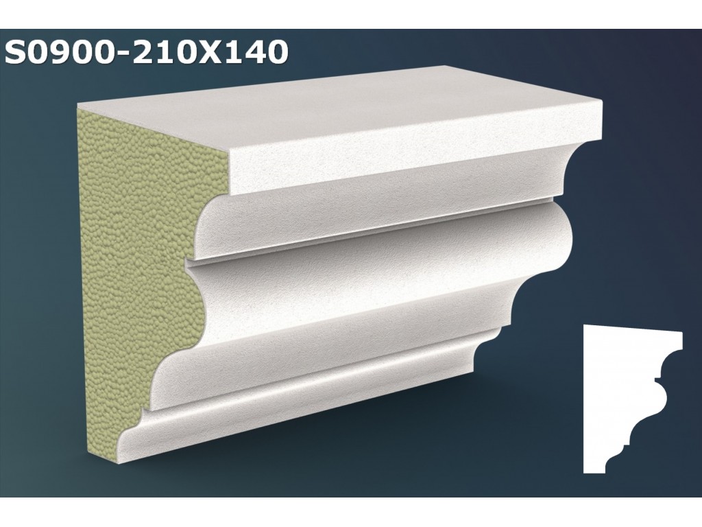 Pervaz/Solbanc decorativ din polistiren JS019 - 21x14x200cm