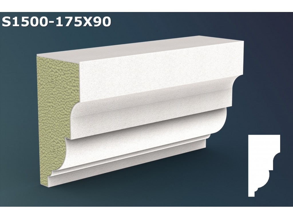 Pervaz/Solbanc decorativ din polistiren JS024-17.5x9x200cm