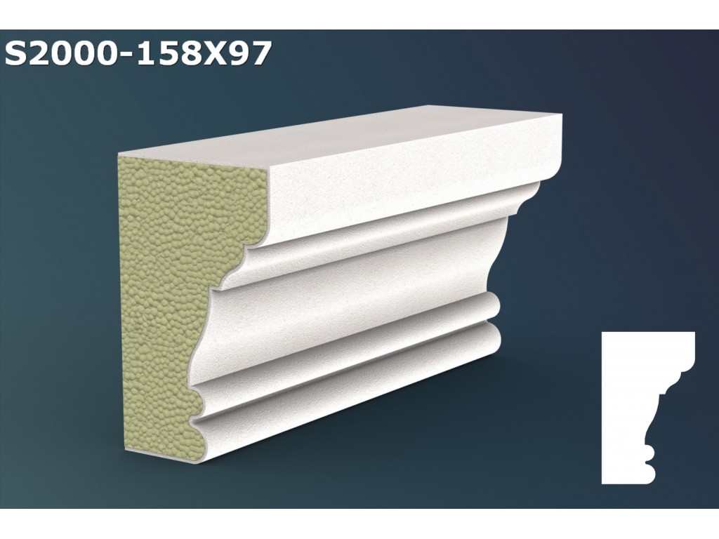 Pervaz/Solbanc decorativ din polistiren JS029-15.8x9.7x200cm