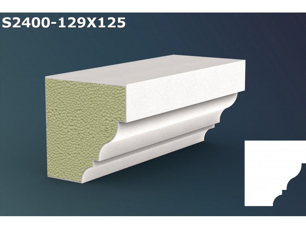 Pervaz/Solbanc decorativ din polistiren JS032 - 12.9x12.5x200cm