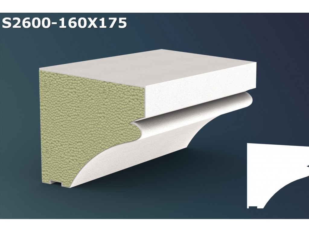 Pervaz/Solbanc decorativ din polistiren JS034 - 16x17.5x200cm