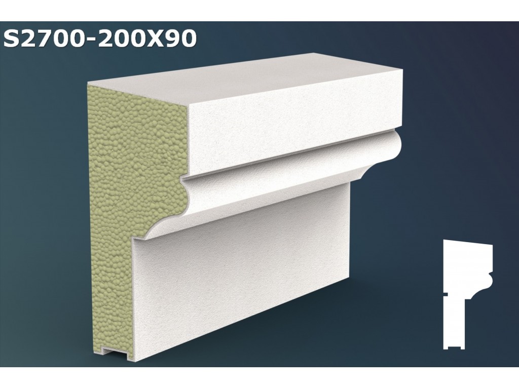 Pervaz/Solbanc decorativ din polistiren JS035 - 20x9x200cm