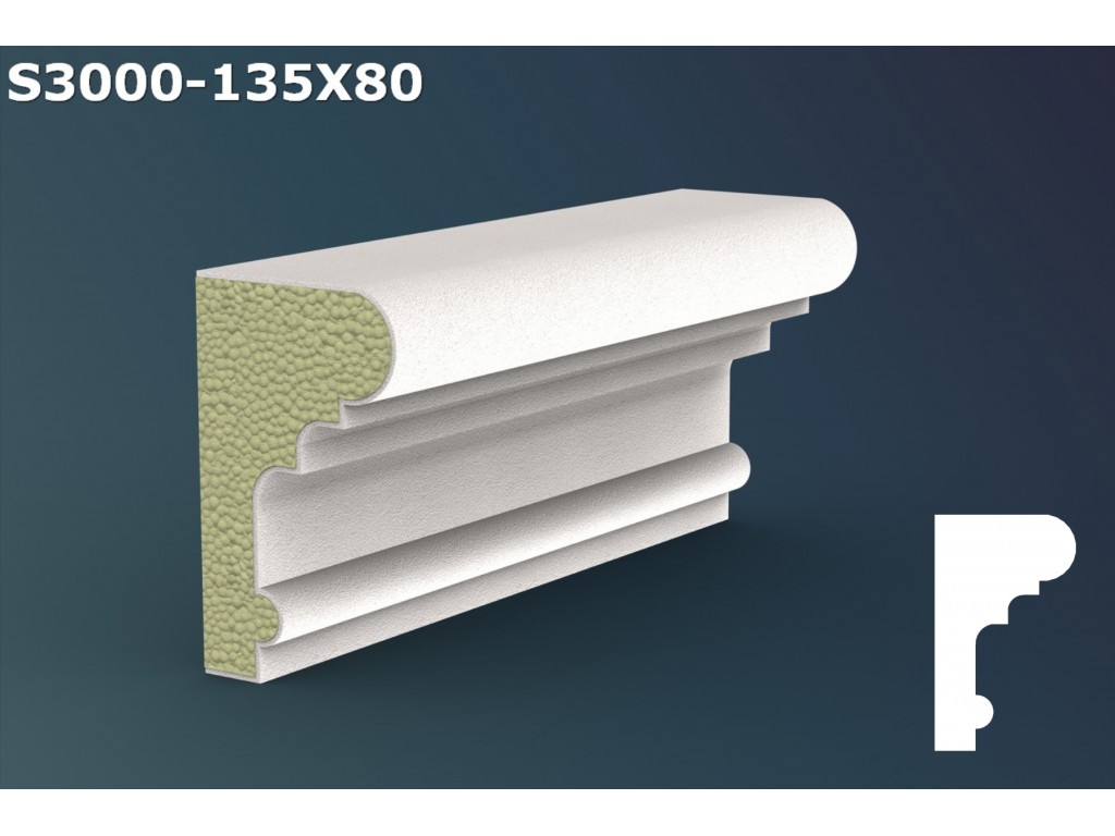 Pervaz/Solbanc decorativ din polistiren JS037 - 13.5x8x200cm