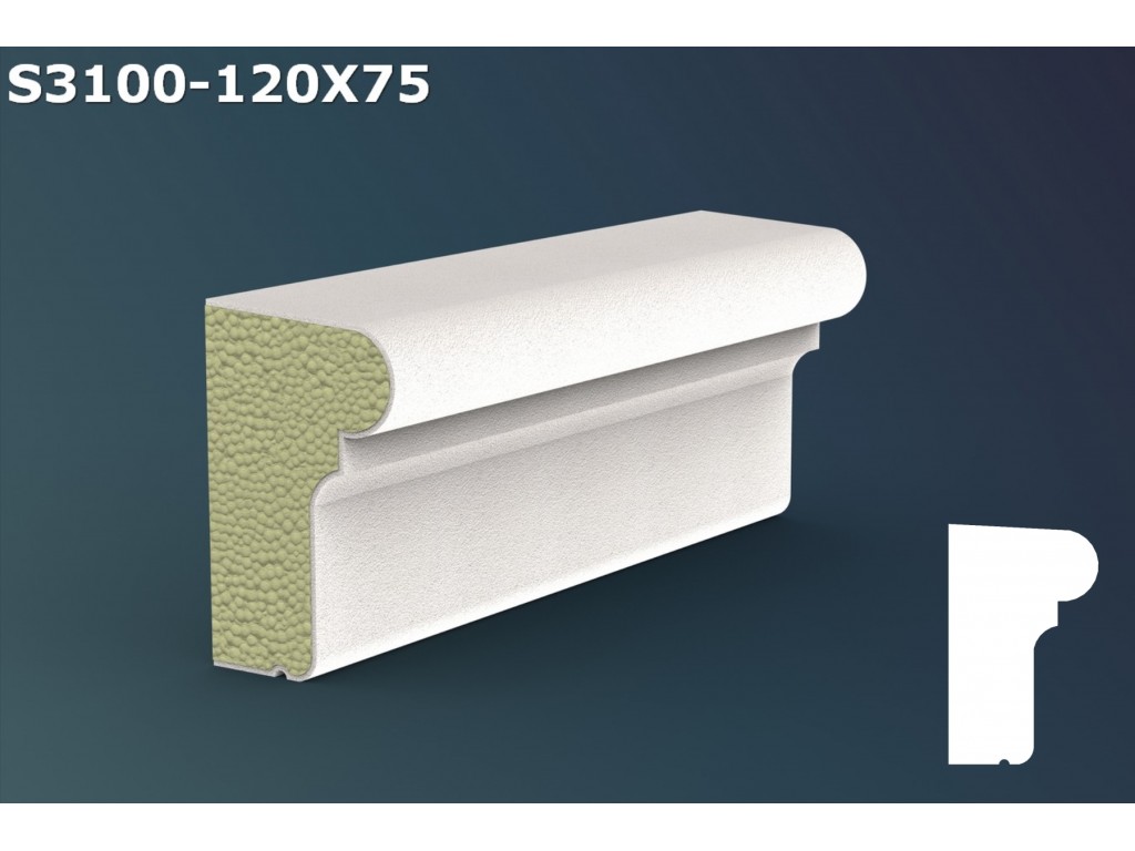 Pervaz/Solbanc decorativ din polistiren JS038 - 12x7.5x200cm