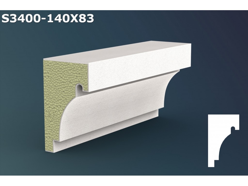 Pervaz/Solbanc decorativ din polistiren JS041 - 14x8.3x200cm