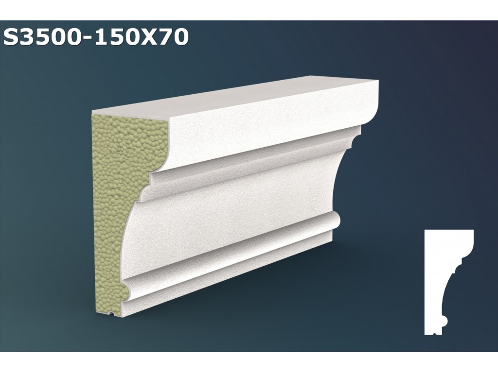 Pervaz/Solbanc decorativ din polistiren JS042 - 15x7x200cm