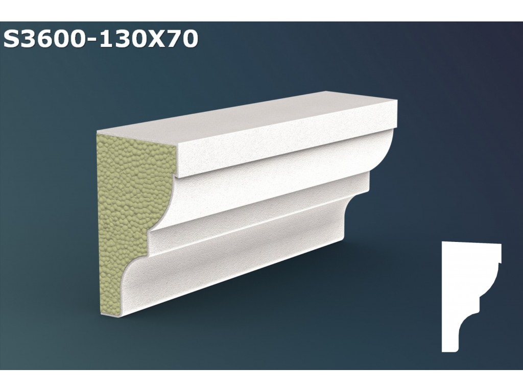 Pervaz/Solbanc decorativ din polistiren JS043 - 13x7x200cm