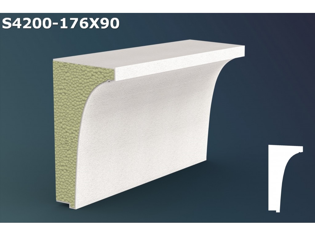 Pervaz/Solbanc decorativ din polistiren JS048- 17.6x9x200cm