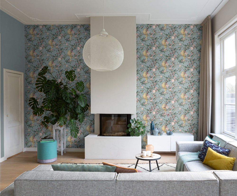 Tapet floral cu papagali Rasch cod 543322