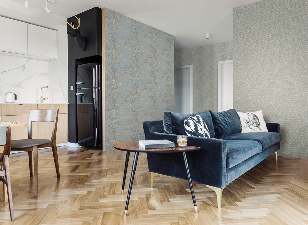 Tapet gri albastru model geometric colectia Modern&Classic Design - imagine 2